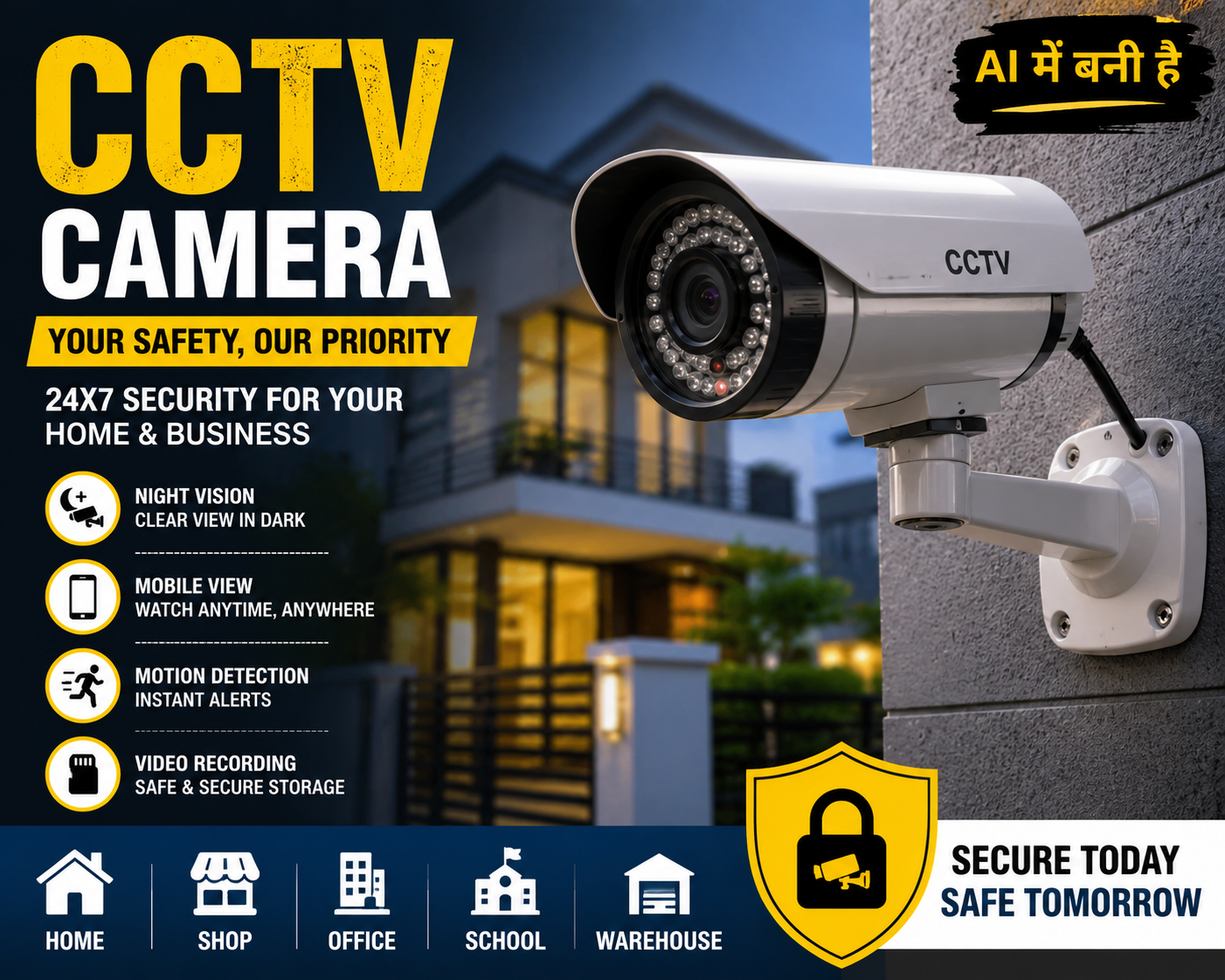 AI-generated illustration of a CCTV camera for home and business security.