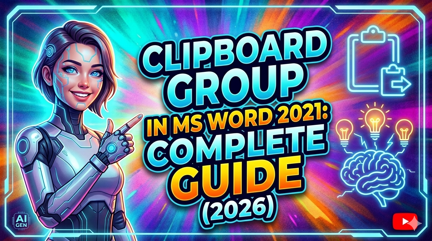MS Word 2021 Clipboard group complete guide 2026 illustrated tutorial thumbnail with AI generated badge