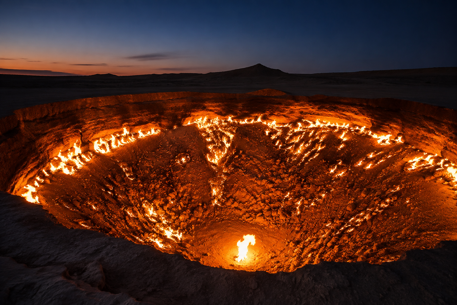 AI-generated illustration of the Door to Hell crater in Turkmenistan