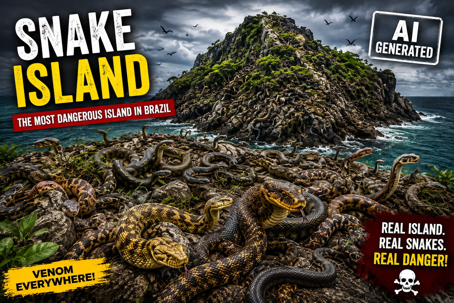 Snake Island in Brazil with venomous snakes
