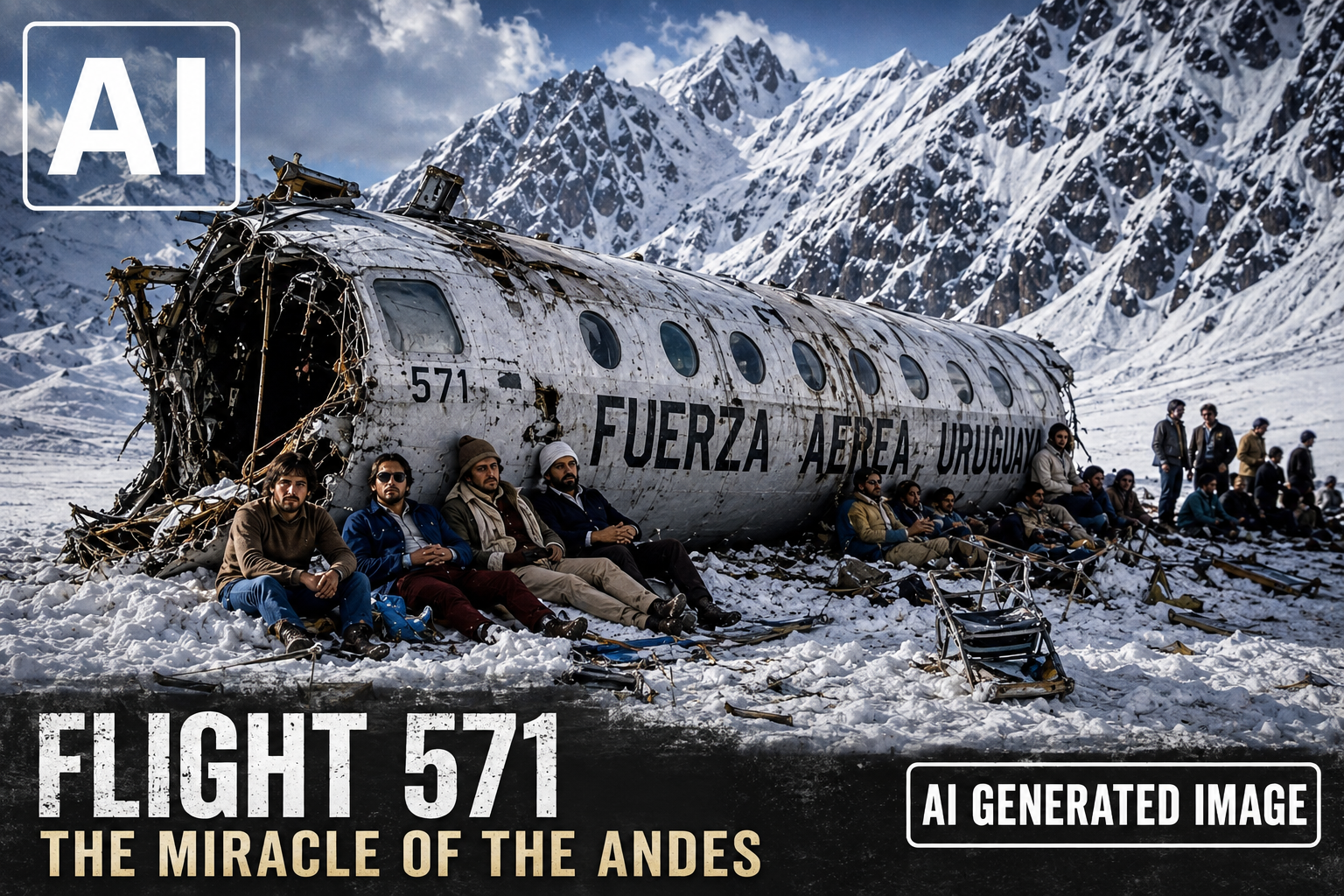 Flight 571 survivors stranded in the snowy Andes mountains after the plane crash