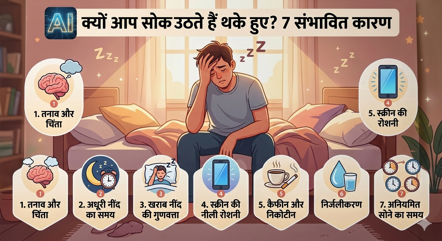 Person feeling tired after getting enough sleep in the morning