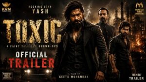 AI-generated Toxic movie poster featuring Rocking Star Yash in an intense action avatar